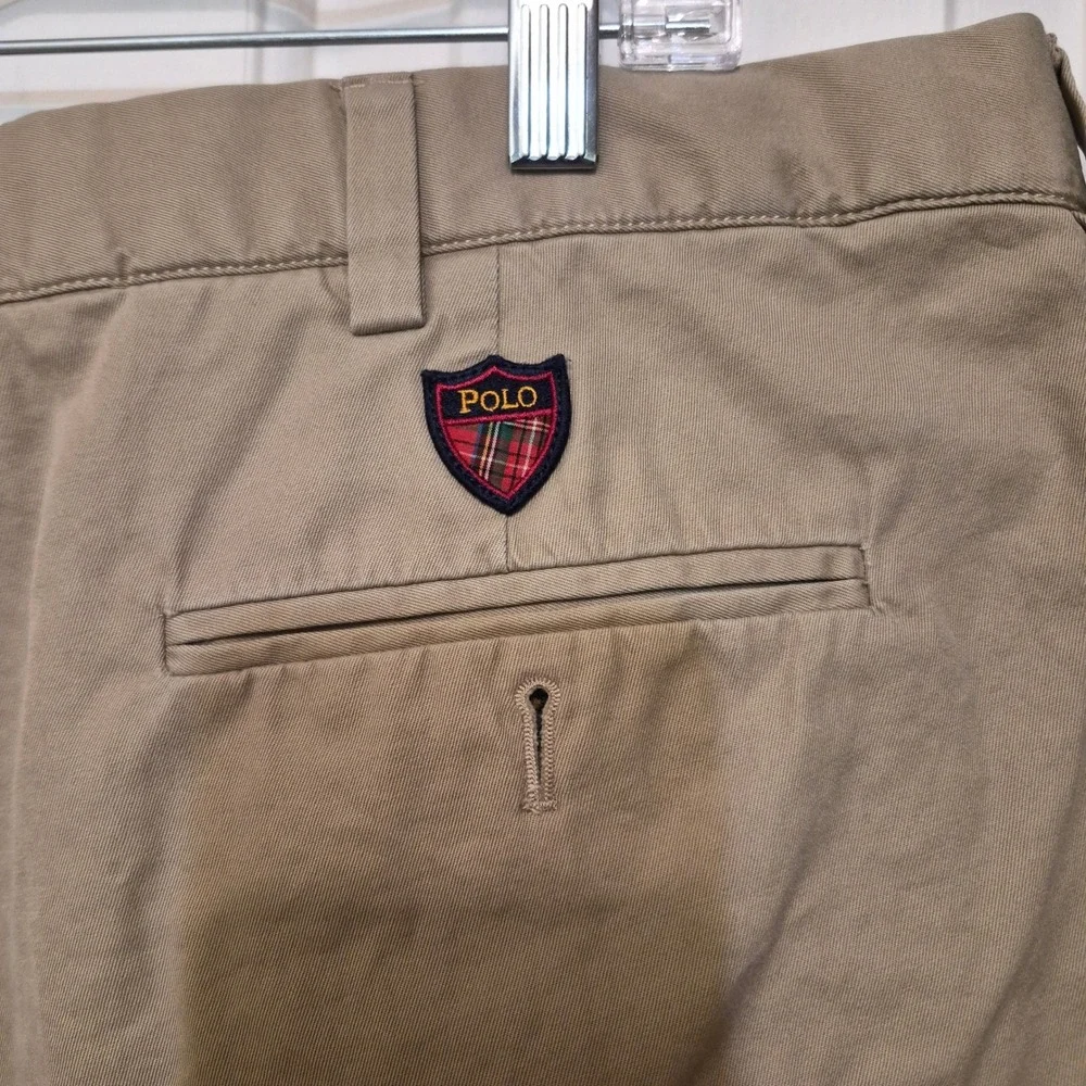 Polo Golf Ralph Lauren Mens Tan Pleated Classic Golf Shorts Cotton Size 40 Khaki